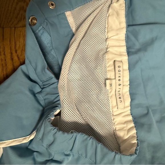 Parke & Ronen Light Blue Swim Shorts with White Trim - Picture 3 of 3